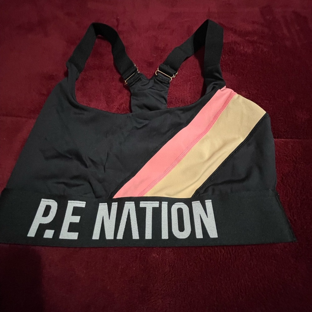 P.E. Nation The Bumper Printed Sports Bra Size Small Multicolor Racerback